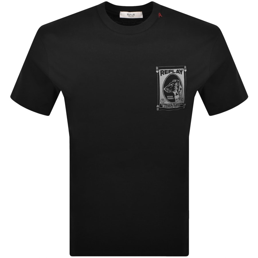 Replay Logo T Shirt Black | Mainline Menswear Denmark